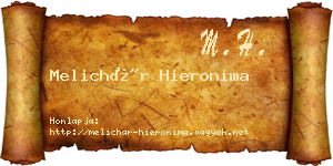 Melichár Hieronima névjegykártya